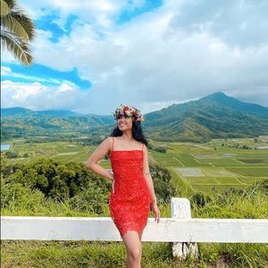 Lucy in the Sky beaded floral backless dress